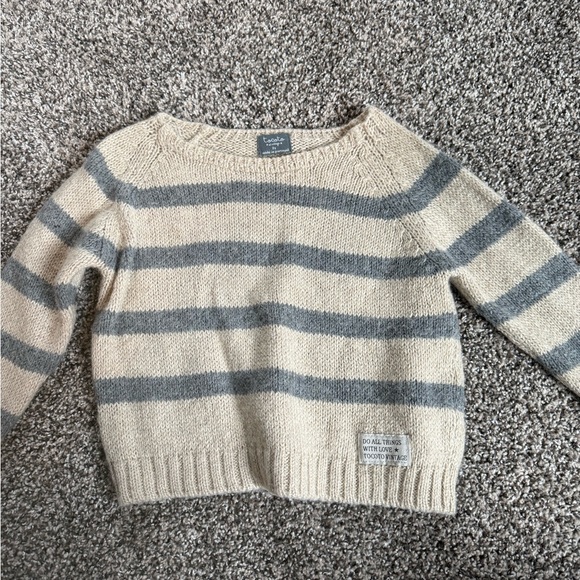 Tocoto Vintage Other - Tocoto vintage Cozy Striped Sweater in Beige and Gray/Blue Size 2Y